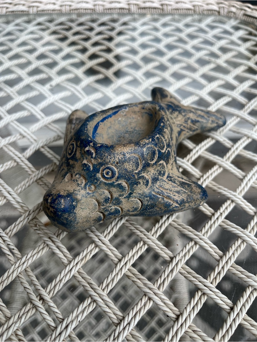 Whimsical Folk Art Porpoise/Dolphin Figurine Hand Made Pottery